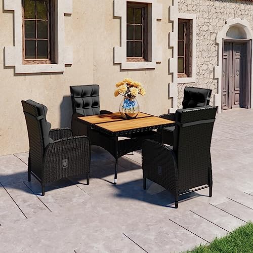 Willood 5-TLG. Garten-Essgruppe Poly Rattan und Akazienholz Schwarz Willood 5-TLG. Garten-Essgruppe Poly Rattan und Akazienholz Schwarz von Willood