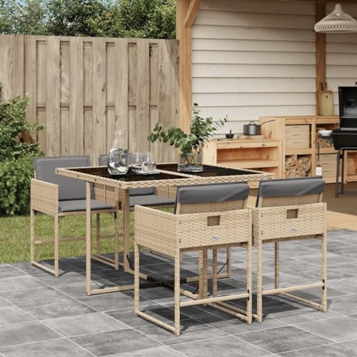 Willood 5 TLG. Garten Essgruppe mit Kissen Beigemischung Poly Rattan Glas Willood 5 TLG. Garten Essgruppe mit Kissen Beigemischung Poly Rattan Glas von Willood