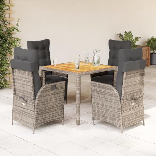 Willood 5-TLG. Garten-Essgruppe mit Kissen Grau Poly Rattan Gartenmöbel37 von Willood