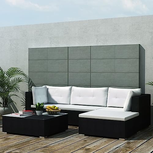 Willood 5-TLG. Garten Lounge Set Sofagarnitur mit Kissen Poly Rattan Schwarz von Willood