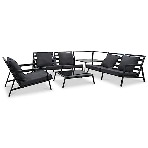 Willood 5-TLG. Garten-Lounge-Set mit Auflagen Aluminium Dunkelgrau von Willood