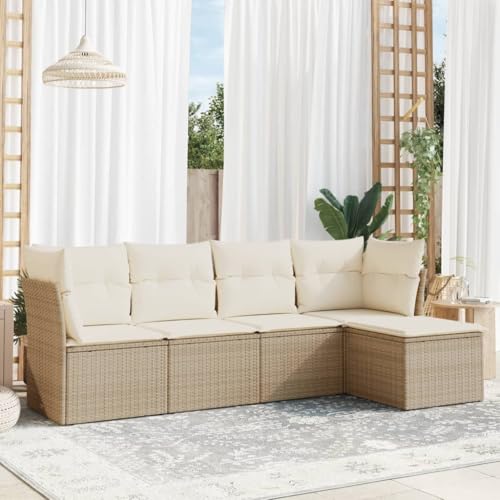 Willood 5-TLG. Garten-Sofagarnitur mit Kissen Beige Poly Rattan Gartenmöbel386 Willood 5-TLG. Garten-Sofagarnitur mit Kissen Beige Poly Rattan Gartenmöbel386 von Willood