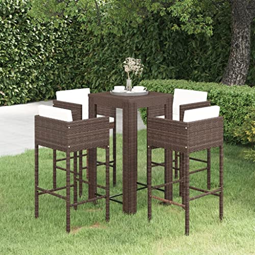 Willood 5-TLG. Gartenbar-Set mit Kissen Poly Rattan Braun von Willood