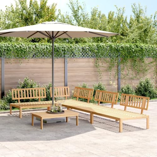 Willood 5tlg.Garten-Sofagarnitur aus Paletten Massivholz Akazie Lounge Set Modular, Gartenbank Gartentisch Gartenmöbel,OutdoorSofa Garnitur 4 Hellbraun von Willood