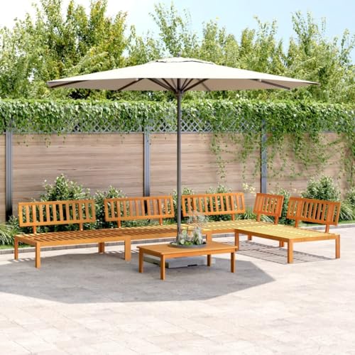 Willood 5tlg.Garten-Sofagarnitur aus Paletten Massivholz Akazie Lounge Set Modular, Gartenbank Gartentisch Gartenmöbel,OutdoorSofa Garnitur 5 Dunkelbraun von Willood