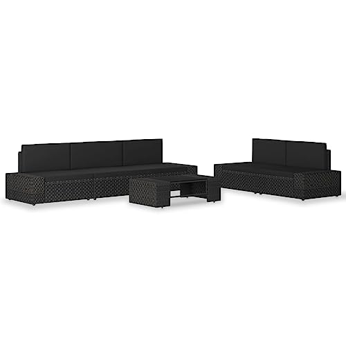 Willood 6-TLG. Garten-Lounge-Set Poly Rattan Schwarz von Willood
