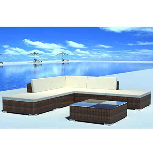Willood 6 TLG. Garten Lounge Set Sofagarnitur mit Auflagen Poly Rattan Braun Willood 6 TLG. Garten Lounge Set Sofagarnitur mit Auflagen Poly Rattan Braun von Willood