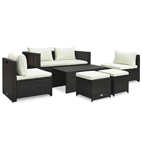 Willood 6-TLG. Garten-Lounge-Set mit Auflagen Gartenmöbel Lounge, Sitzgruppe für Garten, Terrasse und Balkon, Gartenmöbel Set wetterfest Poly Rattan Braun von Willood