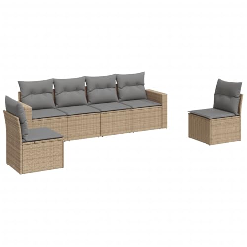 Willood 6-TLG. Garten-Sofagarnitur mit Kissen Beige Möbel-Sets Gartenmöbel Poly Rattan Beige+Hellgrau Willood 6-TLG. Garten-Sofagarnitur mit Kissen Beige Möbel-Sets Gartenmöbel Poly Rattan Beige+Hellgrau von Willood