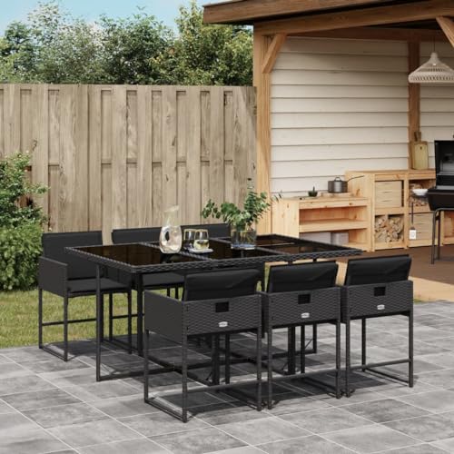 Willood 7 TLG. Garten Essgruppe mit Kissen Schwarz Poly Rattan Glas Willood 7 TLG. Garten Essgruppe mit Kissen Schwarz Poly Rattan Glas von Willood