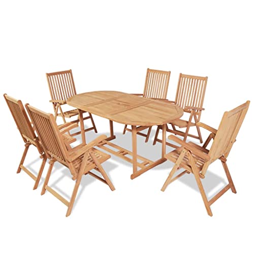 Willood 7-TLG. Garten-Essgruppe mit Klappstühlen Massivholz Teak von Willood