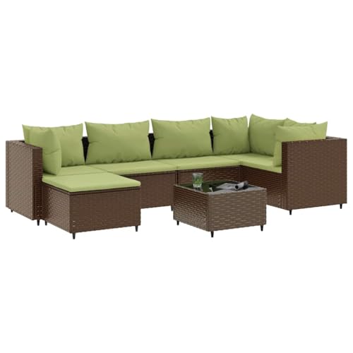 Willood 7 TLG. Garten Lounge Set Gartenmöbel Set Gartenmöbel Set mit Kissen 3X Corner + 2X Middle + Table + footrest Braun und Grün Willood 7 TLG. Garten Lounge Set Gartenmöbel Set Gartenmöbel Set mit Kissen 3X Corner + 2X Middle + Table + footrest Braun und Grün von Willood