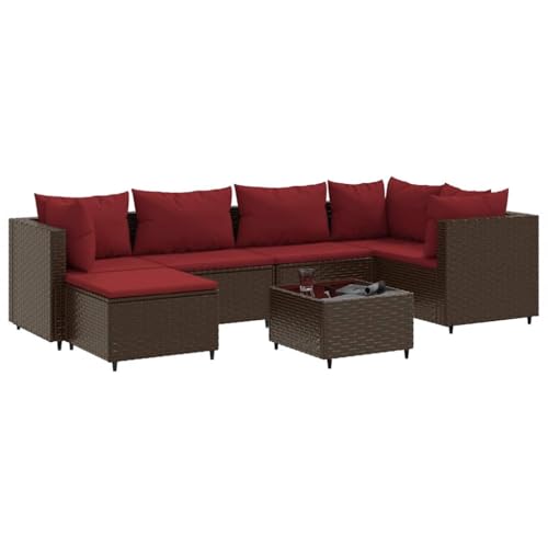 Willood 7 TLG. Garten Lounge Set Gartenmöbel Set Gartenmöbel Set mit Kissen 3X Corner + 2X Middle + Table + footrest Braun und Rot Willood 7 TLG. Garten Lounge Set Gartenmöbel Set Gartenmöbel Set mit Kissen 3X Corner + 2X Middle + Table + footrest Braun und Rot von Willood