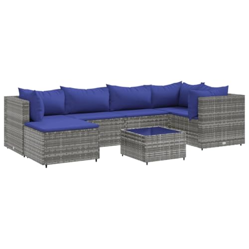 Willood 7 TLG. Garten Lounge Set Gartenmöbel Set Gartenmöbel Set mit Kissen 3X Corner + 2X Middle + Table + footrest Grau und Blau Willood 7 TLG. Garten Lounge Set Gartenmöbel Set Gartenmöbel Set mit Kissen 3X Corner + 2X Middle + Table + footrest Grau und Blau von Willood
