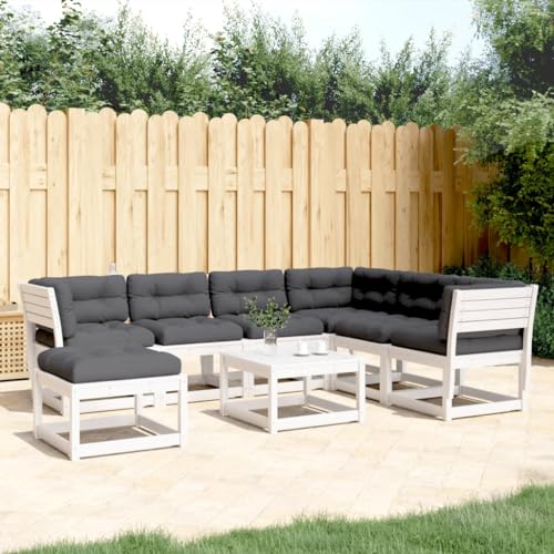Willood 7-TLG. Garten-Lounge-Set mit Kissen Weiß Massivholz Kiefer Gartenmöbel189 von Willood