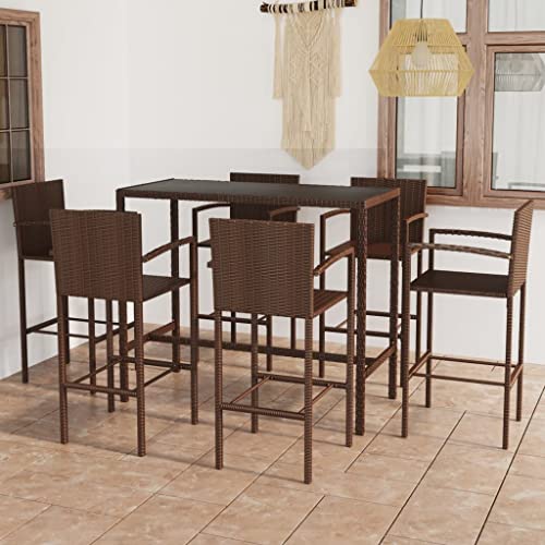 Willood 7-TLG. Gartenbar-Set Poly Rattan Braun von Willood