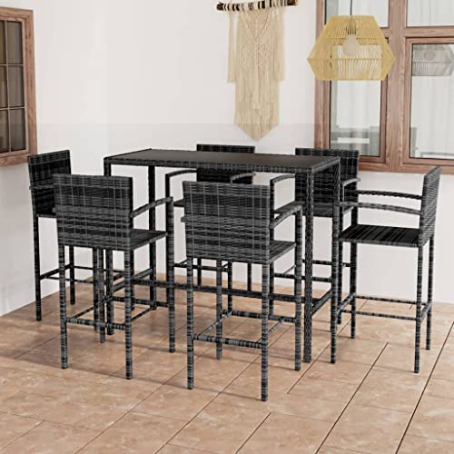 Willood 7-TLG. Gartenbar-Set Poly Rattan Grau von Willood