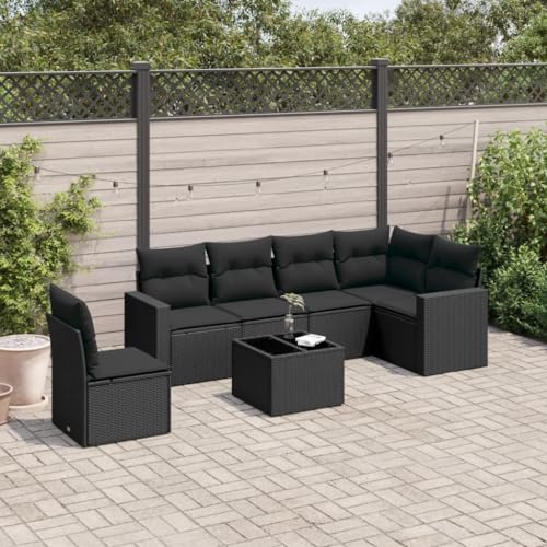 Willood 7 TLG. Gartenmöbel Lounge Set Outdoor Loungemöbel Sitzgruppe Essgruppe Garnitur Schwarz Poly Rattan Willood 7 TLG. Gartenmöbel Lounge Set Outdoor Loungemöbel Sitzgruppe Essgruppe Garnitur Schwarz Poly Rattan von Willood