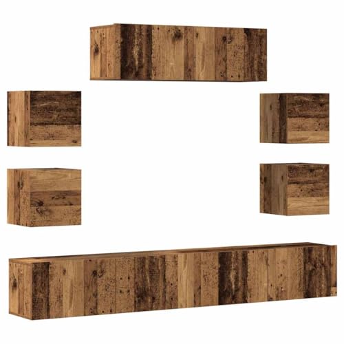 Willood 7-TLG. TV-Schrank-Set Medienschrank Stereoschrank HiFi-Schrank TV-Konsole TV-Möbel Altholz 100cm von Willood