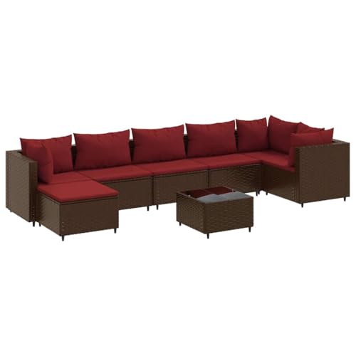 Willood 8 TLG. Garten Lounge Set Gartenmöbel Set Gartenmöbel Set mit Kissen 3X Eckteil + 3X Mittelteil + Tisch + Fußstütze Braun und Rot Willood 8 TLG. Garten Lounge Set Gartenmöbel Set Gartenmöbel Set mit Kissen 3X Eckteil + 3X Mittelteil + Tisch + Fußstütze Braun und Rot von Willood