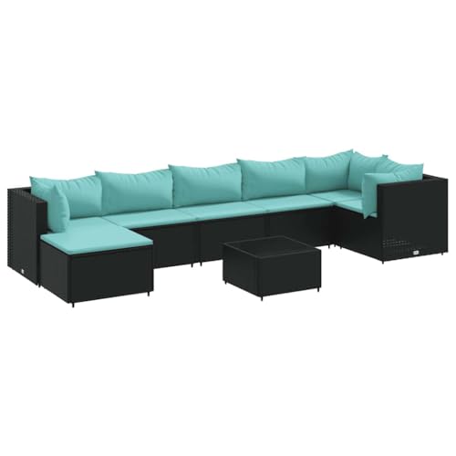 Willood 8 TLG. Garten Lounge Set Gartenmöbel Set Gartenmöbel Set mit Kissen 3X Eckteil + 3X Mittelteil + Tisch + Fußstütze Schwarz und blau Willood 8 TLG. Garten Lounge Set Gartenmöbel Set Gartenmöbel Set mit Kissen 3X Eckteil + 3X Mittelteil + Tisch + Fußstütze Schwarz und blau von Willood