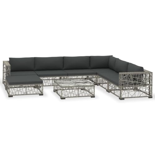 Willood 8-TLG. Garten Lounge-Set mit Auflagen Poly Rattan Grau von Willood