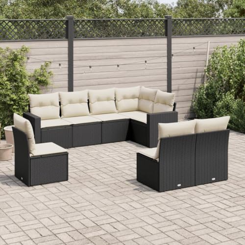 Willood 8 TLG. Gartenmöbel Lounge Set Outdoor Loungemöbel Sitzgruppe Essgruppe Garnitur Schwarz und weiß Poly Rattan von Willood