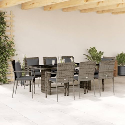 Willood 9-TLG. Garten-Essgruppe mit Kissen Grau Poly Rattan Gartenmöbel48 Willood 9-TLG. Garten-Essgruppe mit Kissen Grau Poly Rattan Gartenmöbel48 von Willood