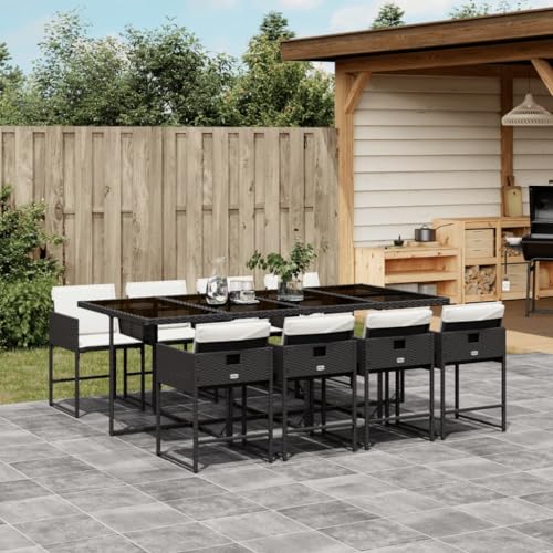 Willood 9 TLG. Garten Essgruppe mit Kissen Schwarz und Creme Poly Rattan Glas Willood 9 TLG. Garten Essgruppe mit Kissen Schwarz und Creme Poly Rattan Glas von Willood