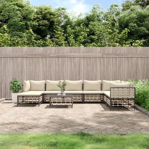 Willood 9-TLG. Garten-Lounge-Set mit Kissen Anthrazit Poly Rattan BeigeGarnitur 153029509de von Willood