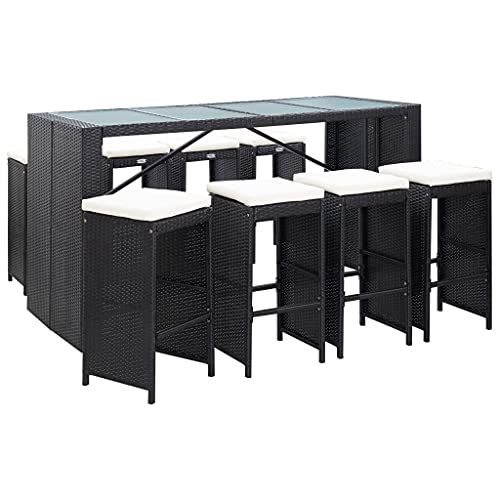 Willood 9-TLG. Gartenbar-Set Poly Rattan Schwarz von Willood