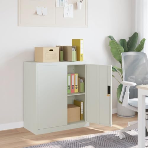 Willood Aktenschrank, Büroschrank mit Boden, Abschließbar Metallschrank Schrank mit Türen, Aufbewahrungsschrank Büromöbel Hellgrau 79x40x90 cm Stahl Willood Aktenschrank, Büroschrank mit Boden, Abschließbar Metallschrank Schrank mit Türen, Aufbewahrungsschrank Büromöbel Hellgrau 79x40x90 cm Stahl von Willood