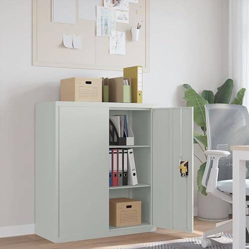 Willood Aktenschrank Hellgrau 90x40x105 cm Stahl Geeignet für Arbeitszimmer, Wohnzimmer, etc. von Willood