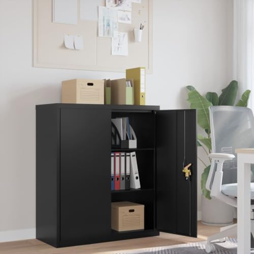 Willood Aktenschrank Schwarz 90x40x105 cm Stahl Geeignet für Arbeitszimmer, Wohnzimmer, etc. von Willood