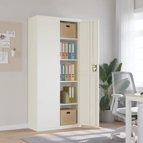 Willood Aktenschrank Weiß 90x40x200 cm Stahl Geeignet für Arbeitszimmer, Wohnzimmer, etc. von Willood