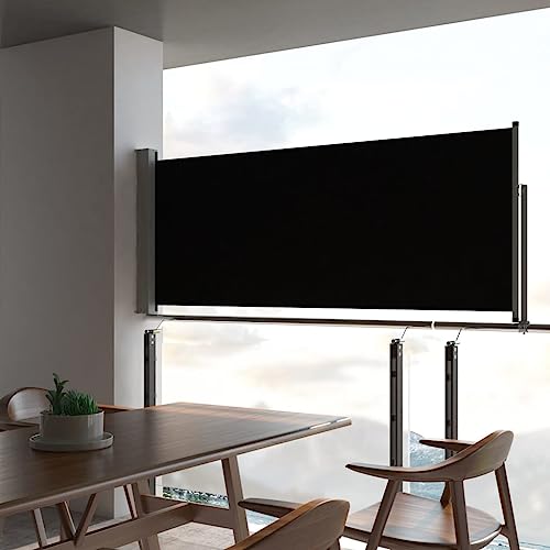 Willood Ausziehbare Seitenmarkise, Sichtschutz Windschutz Markise, Balkon Sichtschutz Seitlich, 100x300 cm Schwarz von Willood