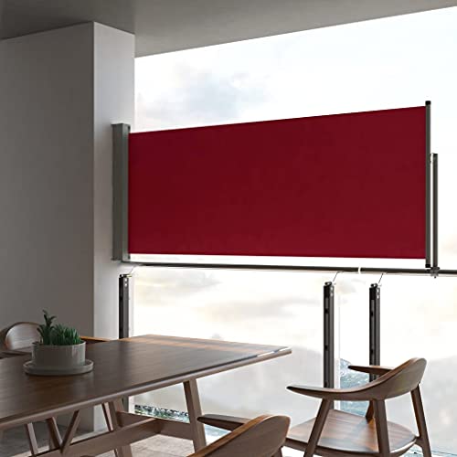 Willood Ausziehbare Seitenmarkise, Sichtschutz Windschutz Markise, Balkon Sichtschutz Seitlich, 100x300 cm Rot von Willood