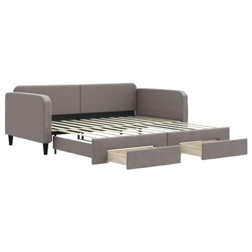 Willood Ausziehbares Bettgestell 2-in-1-Schlafsofa Tagesbett Gästebett Taupe 100 x 200 cm mit Bettkasten & Schublade von Willood