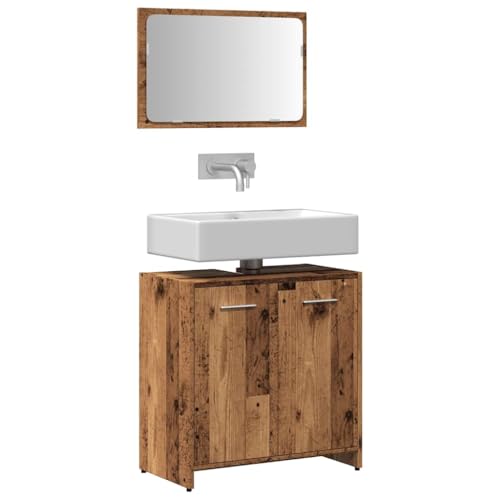 Willood Badschrank mit Spiegel Altholz-Optik Holzwerkstoff von Willood