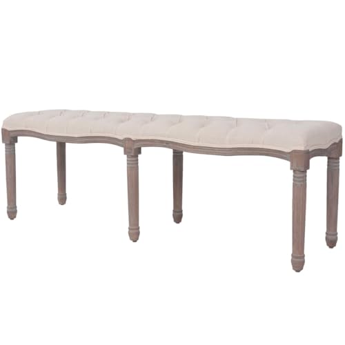 Willood Bank Leinen Massivholz 150 x 40 x 48 cm Cremeweiß von Willood