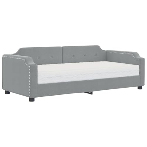Willood Bettgestell, 2 in 1 Sofa Bettgestell, Lattenrost, Tagesbett, Stoff, Massivholz Bettgestell,Hellgrau,mit Matratze Willood Bettgestell, 2 in 1 Sofa Bettgestell, Lattenrost, Tagesbett, Stoff, Massivholz Bettgestell,Hellgrau,mit Matratze von Willood
