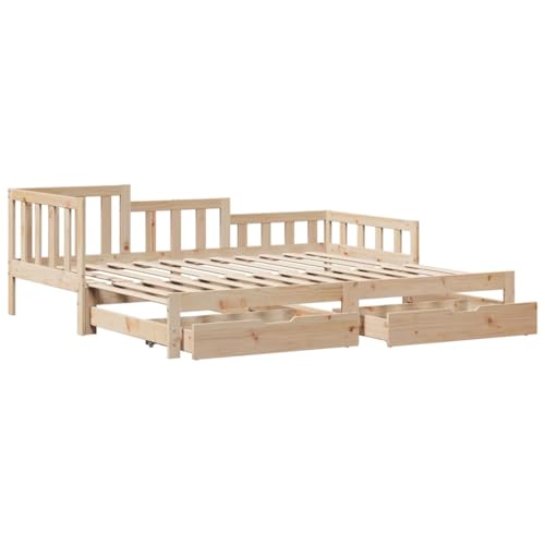 Willood Bettgestell, Lattenrost, Bettgestell mit Schubladen, Tagesbett, 2-in-3 Schlafsofa, Kiefer, ohne Matratze,Braun,90 x 200 cm Willood Bettgestell, Lattenrost, Bettgestell mit Schubladen, Tagesbett, 2-in-3 Schlafsofa, Kiefer, ohne Matratze,Braun,90 x 200 cm von Willood