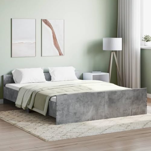 Willood Bettgestell Bettrahmen mit Lattenrost ohne Matratze Tagesbett mit Kopfteil mit Fußteil Betongrau 140 x 200 cm von Willood