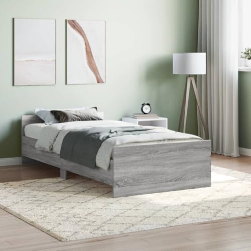 Willood Bettgestell Bettrahmen mit Lattenrost ohne Matratze Tagesbett mit Kopfteil mit Fußteil Grau Sonoma 100 x 200 cm Willood Bettgestell Bettrahmen mit Lattenrost ohne Matratze Tagesbett mit Kopfteil mit Fußteil Grau Sonoma 100 x 200 cm von Willood