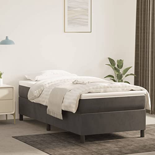 Willood Bettgestell Polsterbett ohne Matratze Lattenrost Samt Einzelbett Dunkelgrau 90 x 200 x 35 cm Willood Bettgestell Polsterbett ohne Matratze Lattenrost Samt Einzelbett Dunkelgrau 90 x 200 x 35 cm von Willood