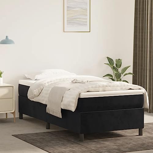 Willood Bettgestell Polsterbett ohne Matratze Lattenrost Samt Einzelbett Schwarz 90 x 200 x 35 cm Willood Bettgestell Polsterbett ohne Matratze Lattenrost Samt Einzelbett Schwarz 90 x 200 x 35 cm von Willood