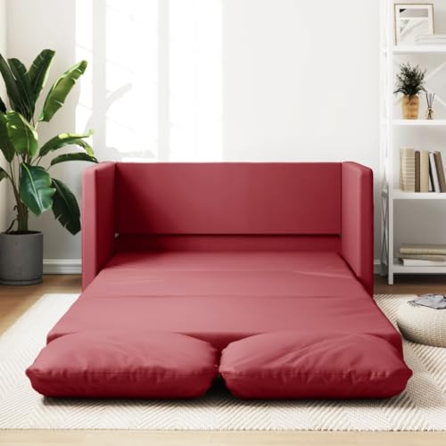 Willood Bodensofa mit Schlaffunktion Weinrot 112x174x55 cm Kunstleder von Willood