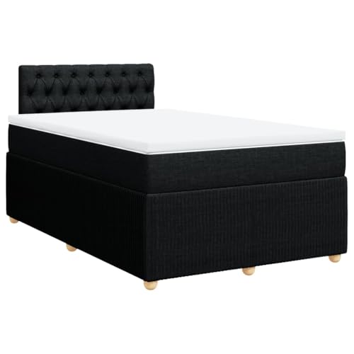 Willood Boxspringbett Einzelbett mit LED Matratze Bettgestell mit Kopfteil Knopfheftung Design Polsterbett mit Matratze Schwarz 120x190 cm Stoff von Willood