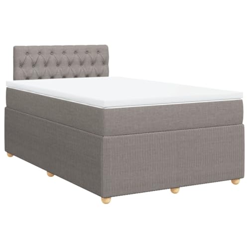 Willood Boxspringbett Einzelbett mit LED Matratze Bettgestell mit Kopfteil Knopfheftung Design Polsterbett mit Matratze Taupe 120x190 cm Stoff von Willood