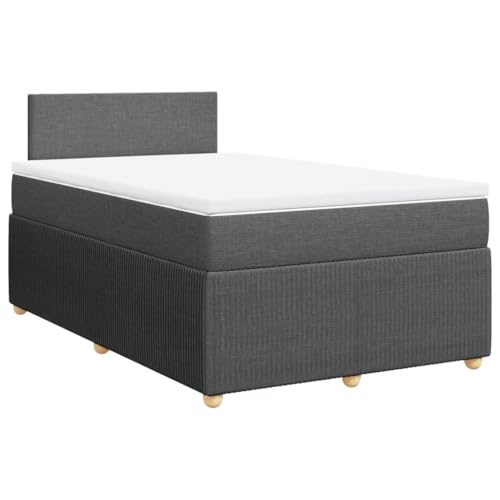 Willood Boxspringbett Einzelbett mit LED Matratze Bettgestell mit Kopfteil Schlichtes Design Polsterbett mit Matratze Dunkelgrau 120x200 cm Stoff von Willood